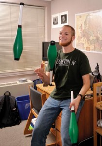 Junior Ben Juvelier in his room at McTyeire’s German Hall.