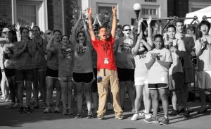 New first-year students are welcomed with cheers and move in help from now-sophomore Greshko and others on Vanderbilt’s Move Crew.