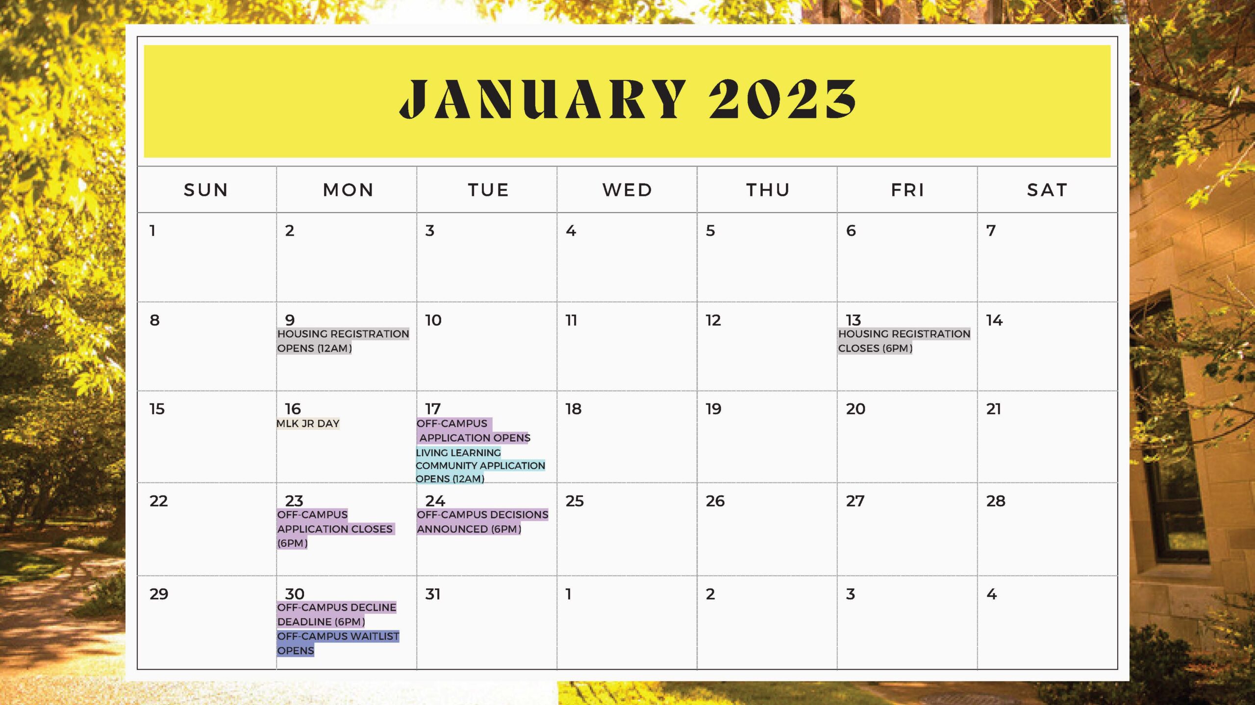 Calendar of Events Housing and Residential Experience Vanderbilt