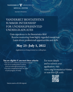 Flyer for summer internship program