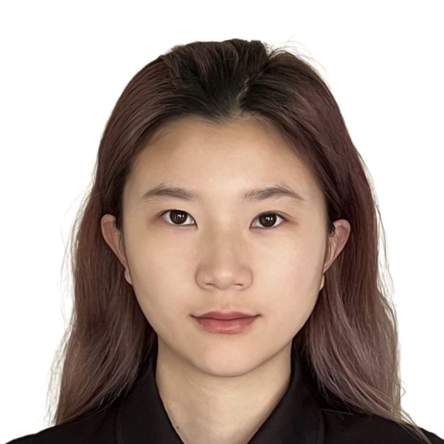 Asian woman with long black hair, wearing black blouse