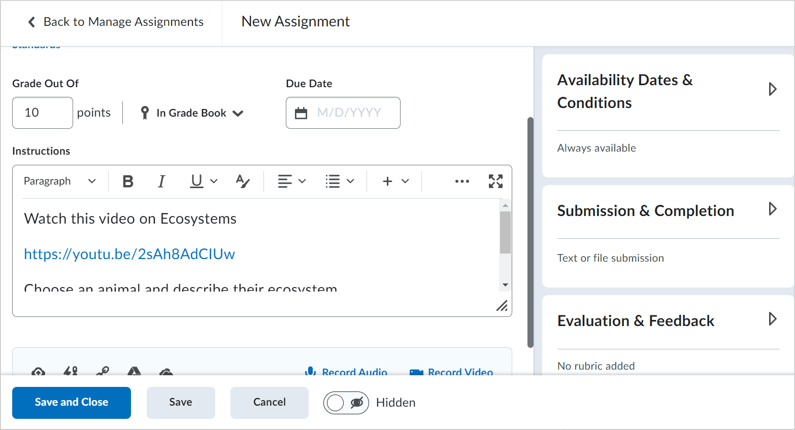 Figure: The Availability Date Defaults page, the Assignment page with activity dates and date settings.