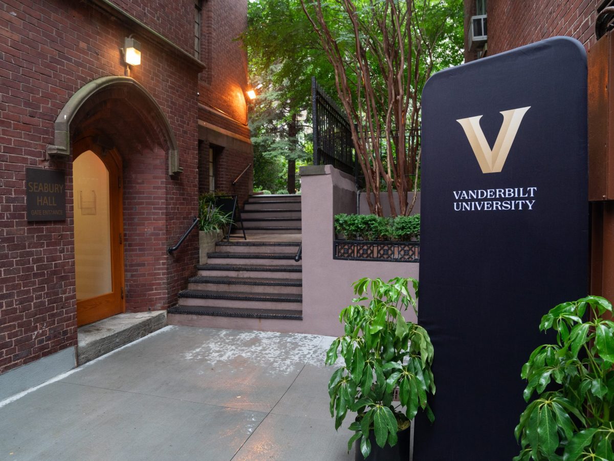 Vanderbilt banner at event at New York City campus