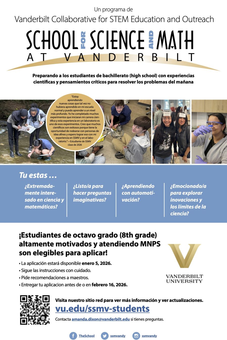 SSMV Admissions Flyer - Spanish