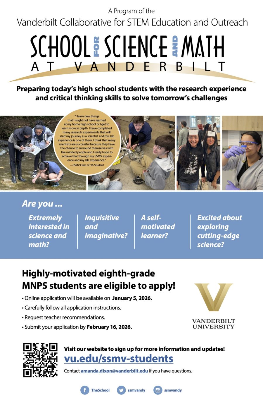 SSMV Admissions Flyer - English