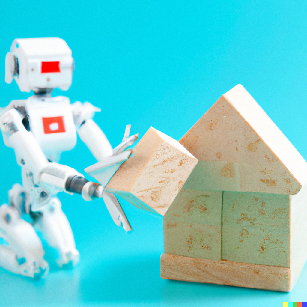 AI robot building a foundation