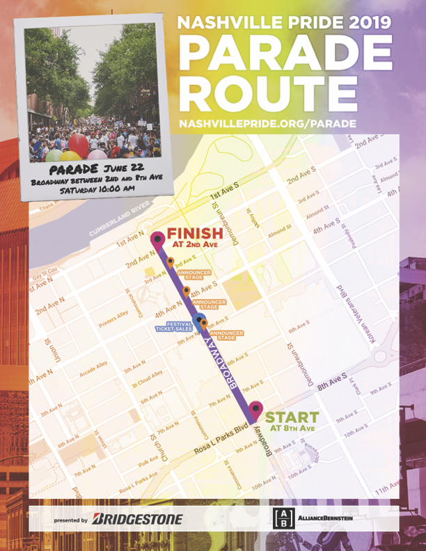 Nashville Pride Parade Route Map 2019