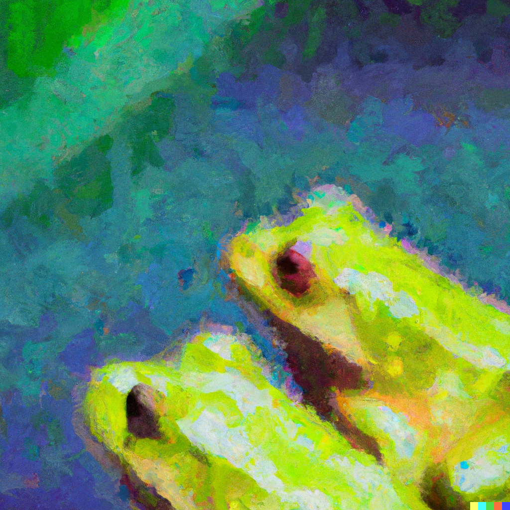 DALL·E 20230214 15.27.07 impressionist painting of two frogs
