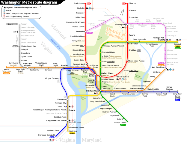 infographic of Washington metro routes to illustrate a complex image