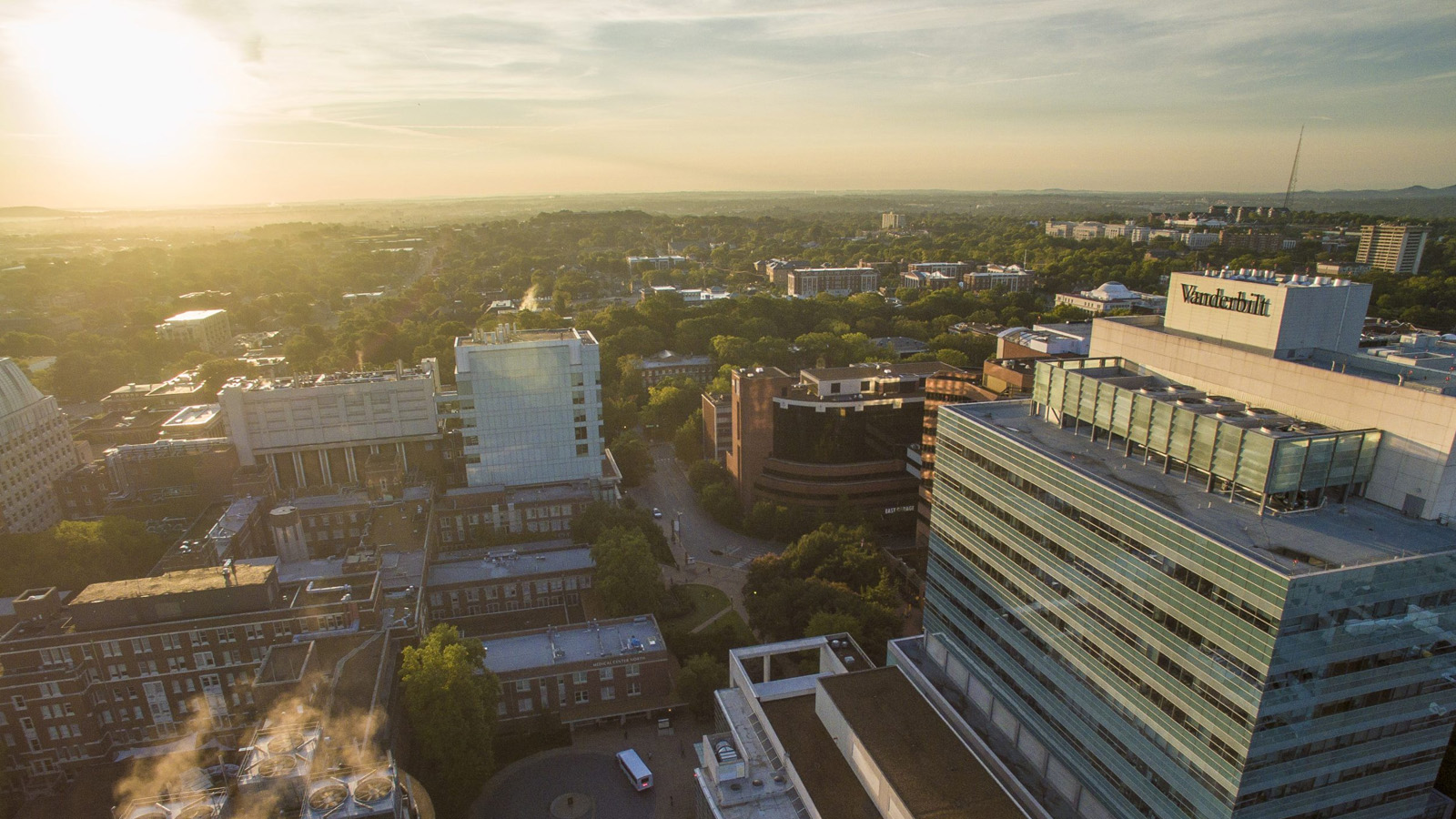 Aerial view of VUMC building