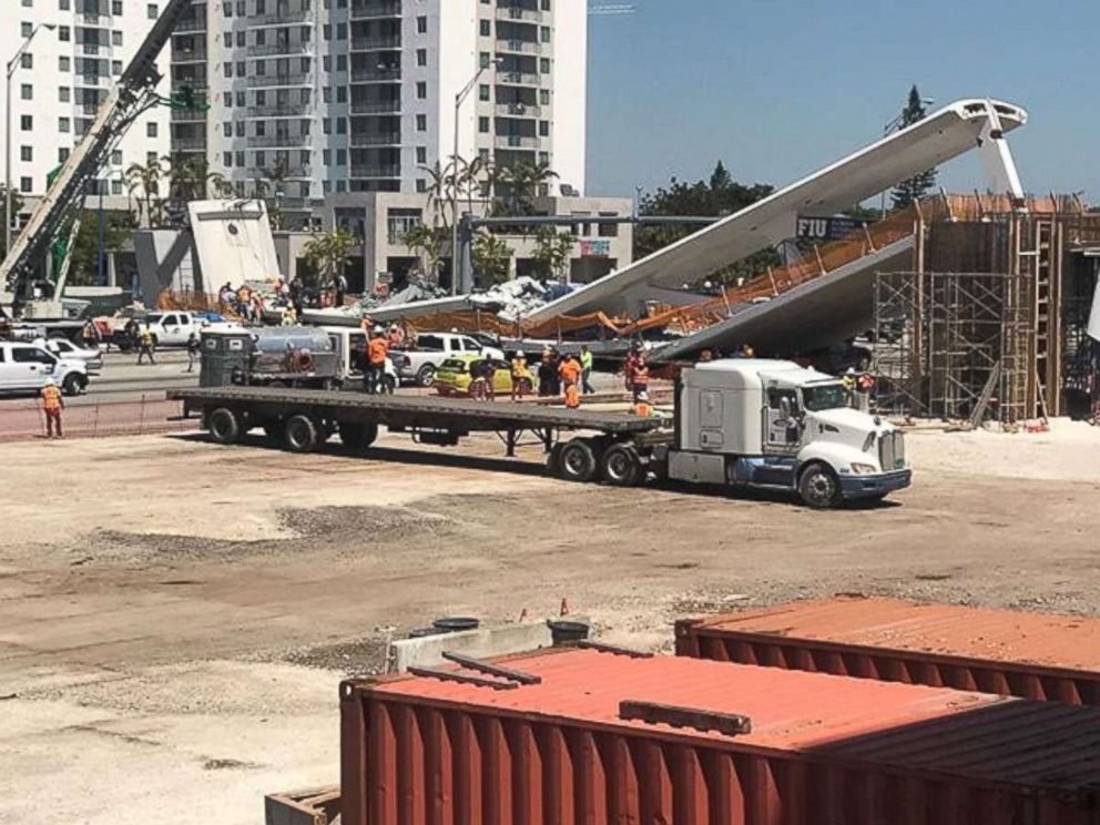 PHOTO: A pedestrian collapses at the Florida International University, March 15, 2018, in Miami.