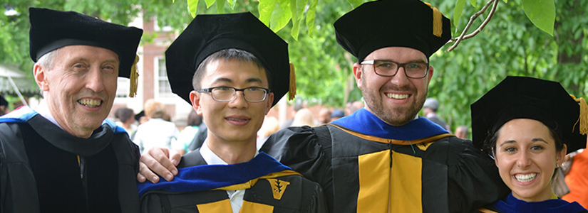 VIEE is involved in education as well as research.  VIEE Director George Hornberger (far left) is pictured here with PhD graduates Yi Mei, John Jacobi and Debra Perrone.